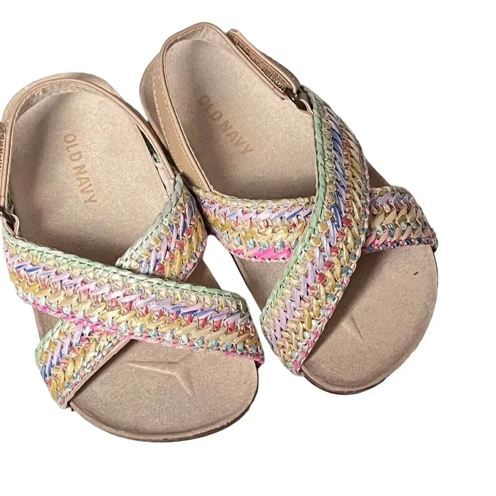 Old Navy  Mixed Material Girls Cross-Strap Sandals  Sz 7